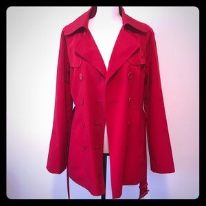 London Fog short red trench coat.